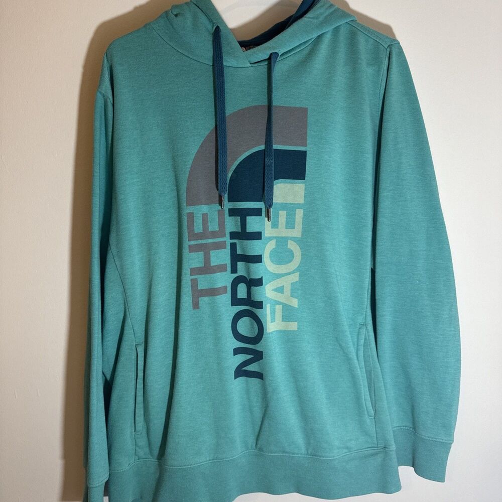 The North Face Women's Trivert Pullover Hoodie Teal Blue Green Large Logo XXL